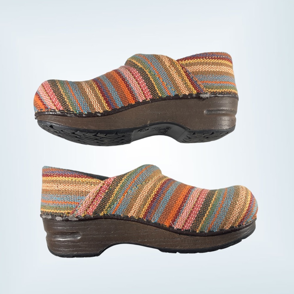 DANSKO- Toddler Clog- Multi Color Stripe Fabric Size 28 / 11 Little Kid - Picture 5 of 8